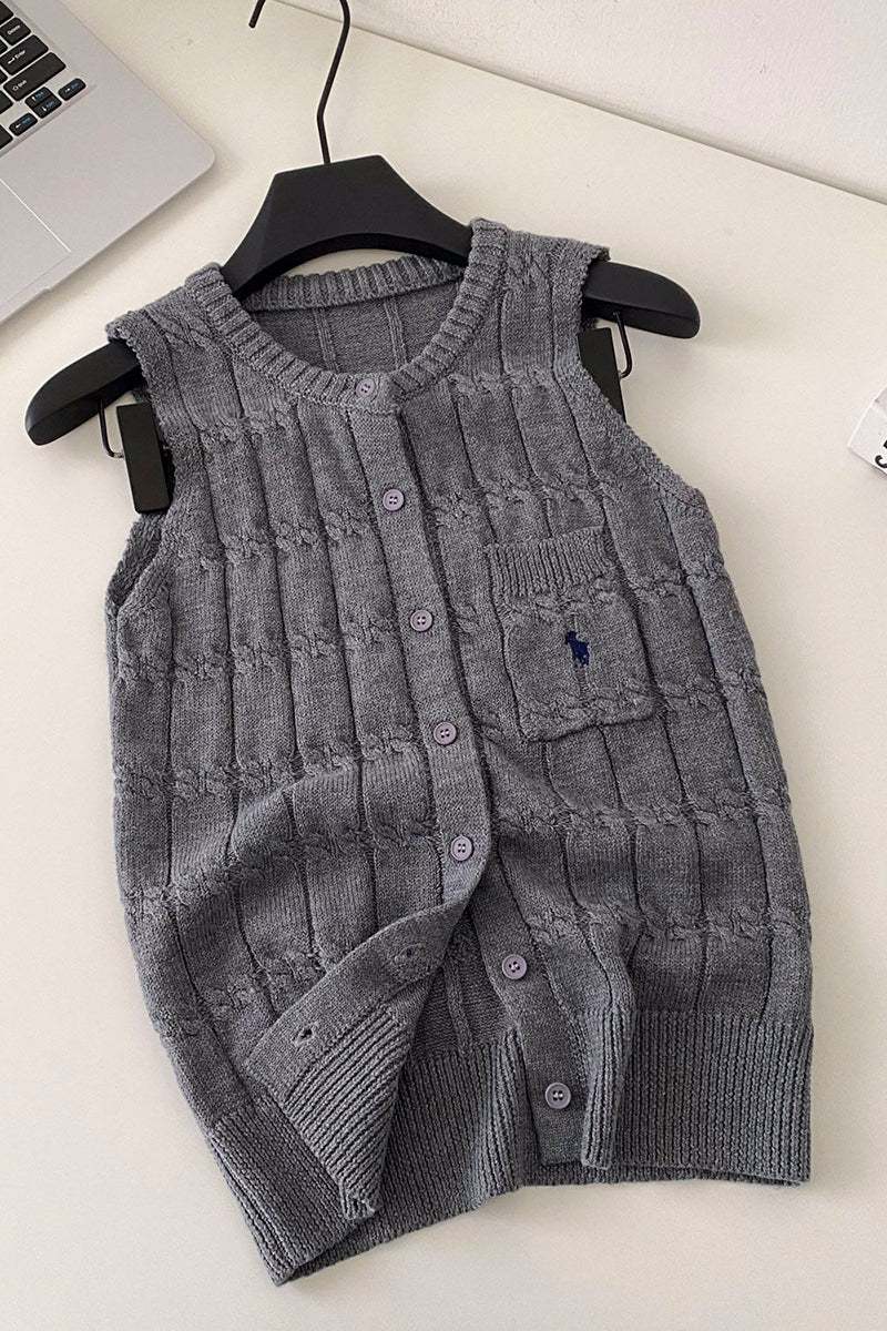 Classic Sleeveless Button-Up Sweater Vest