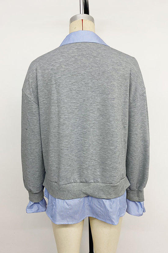 Chic Layered Sweatshirt with Striped Details