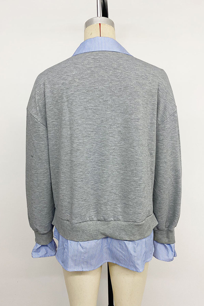 Chic Layered Sweatshirt with Striped Details
