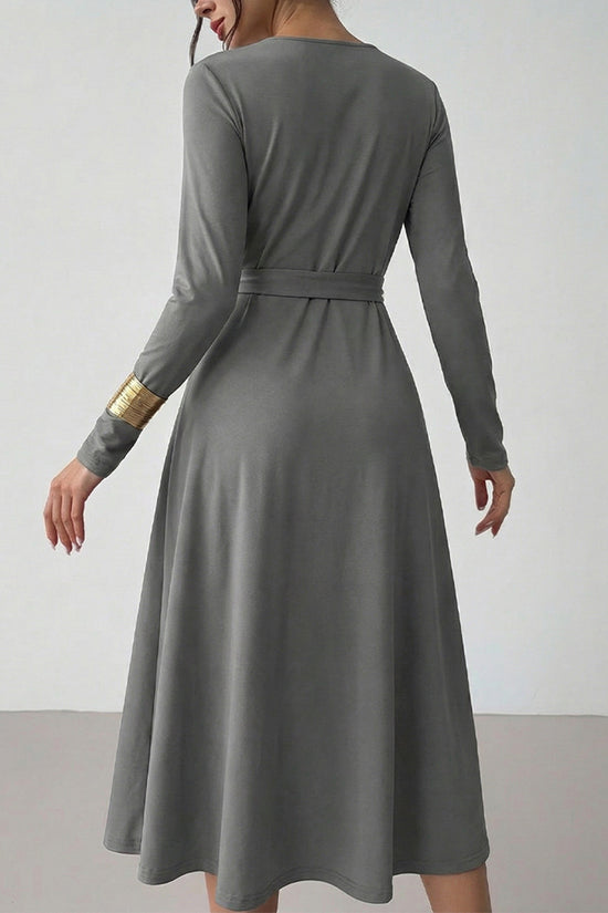 Long Sleeve Belted Midi Dress