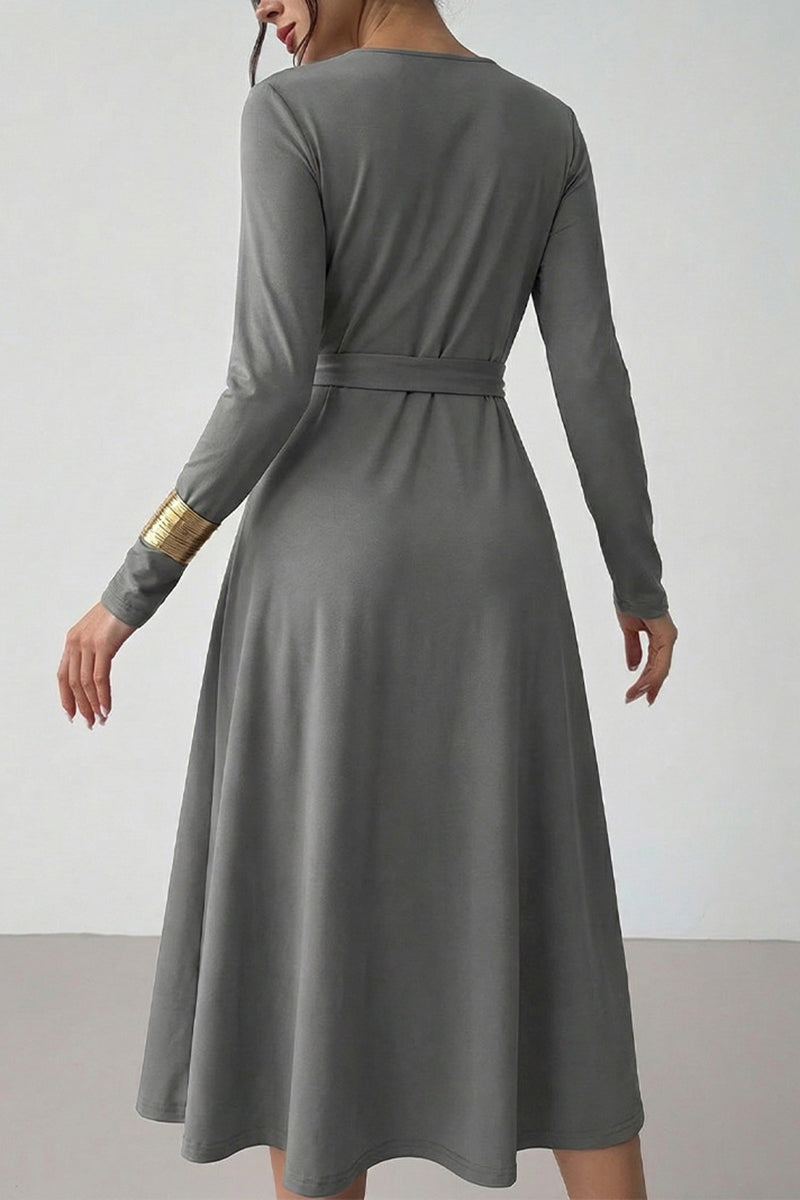 Long Sleeve Belted Midi Dress