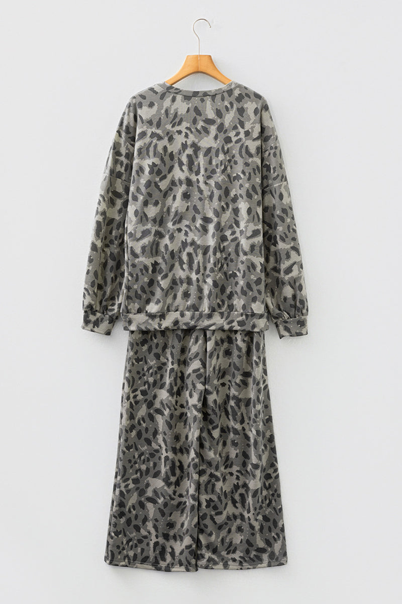 Leopard Print Relaxed Pants Set