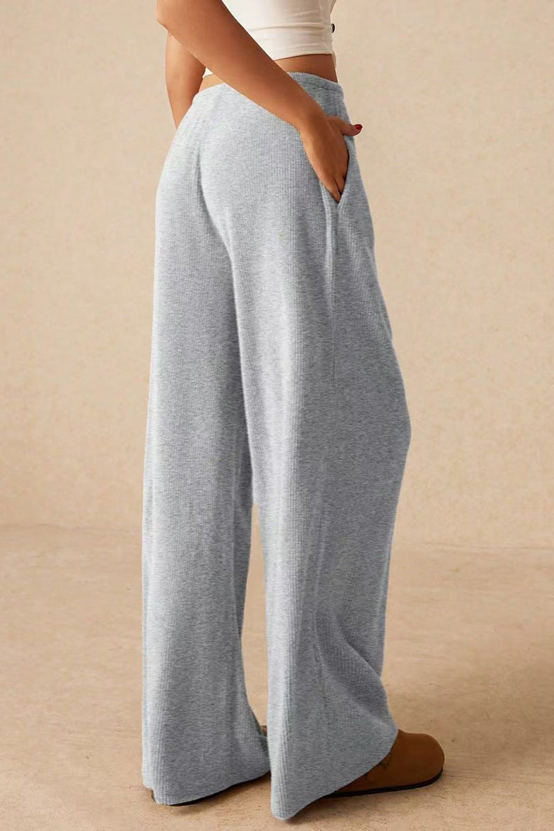 Comfy Ribbed Drawstring Casual Pants