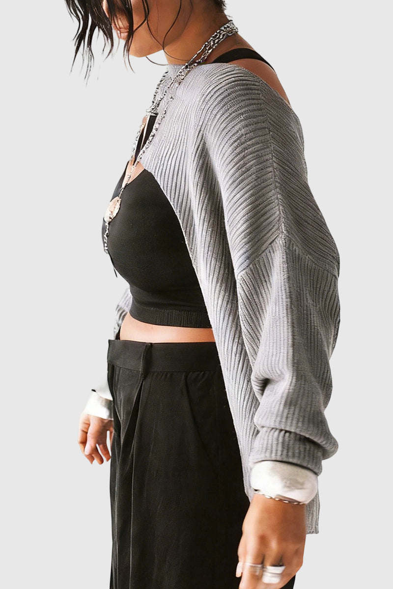 Off-Shoulder Knit Swim Cover-Up