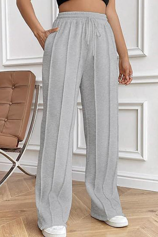 Elegant Drawstring Casual Wide-Leg Pants