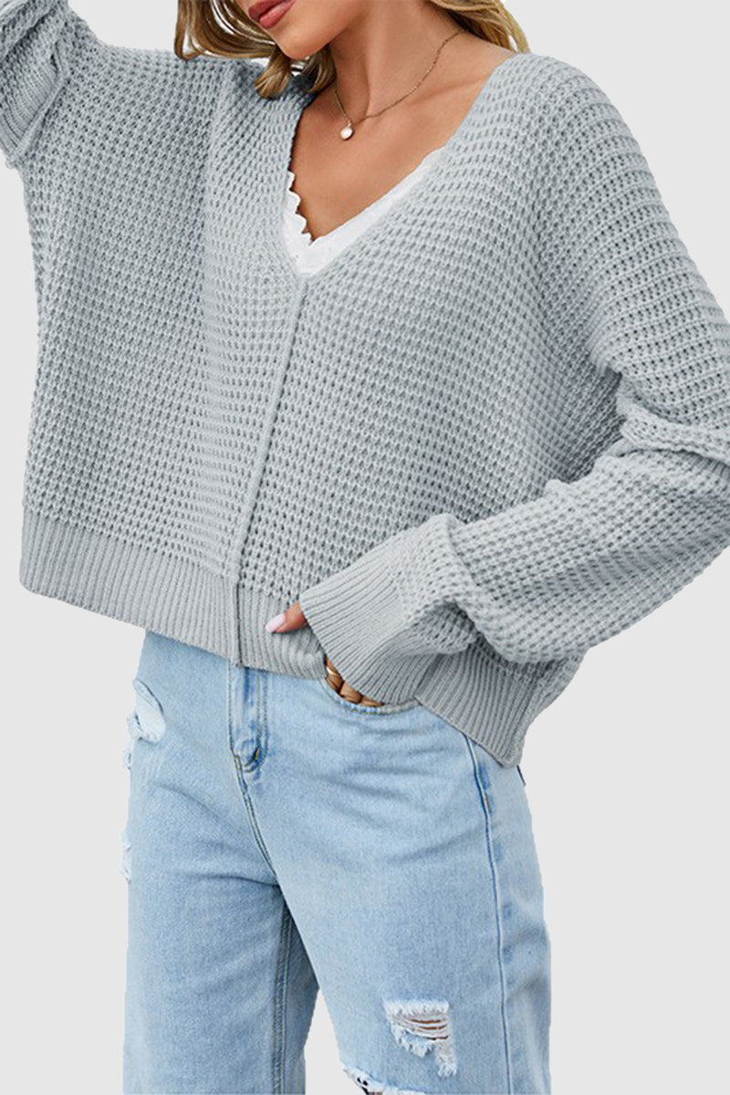 Off-Shoulder Waffle Knit Sweater