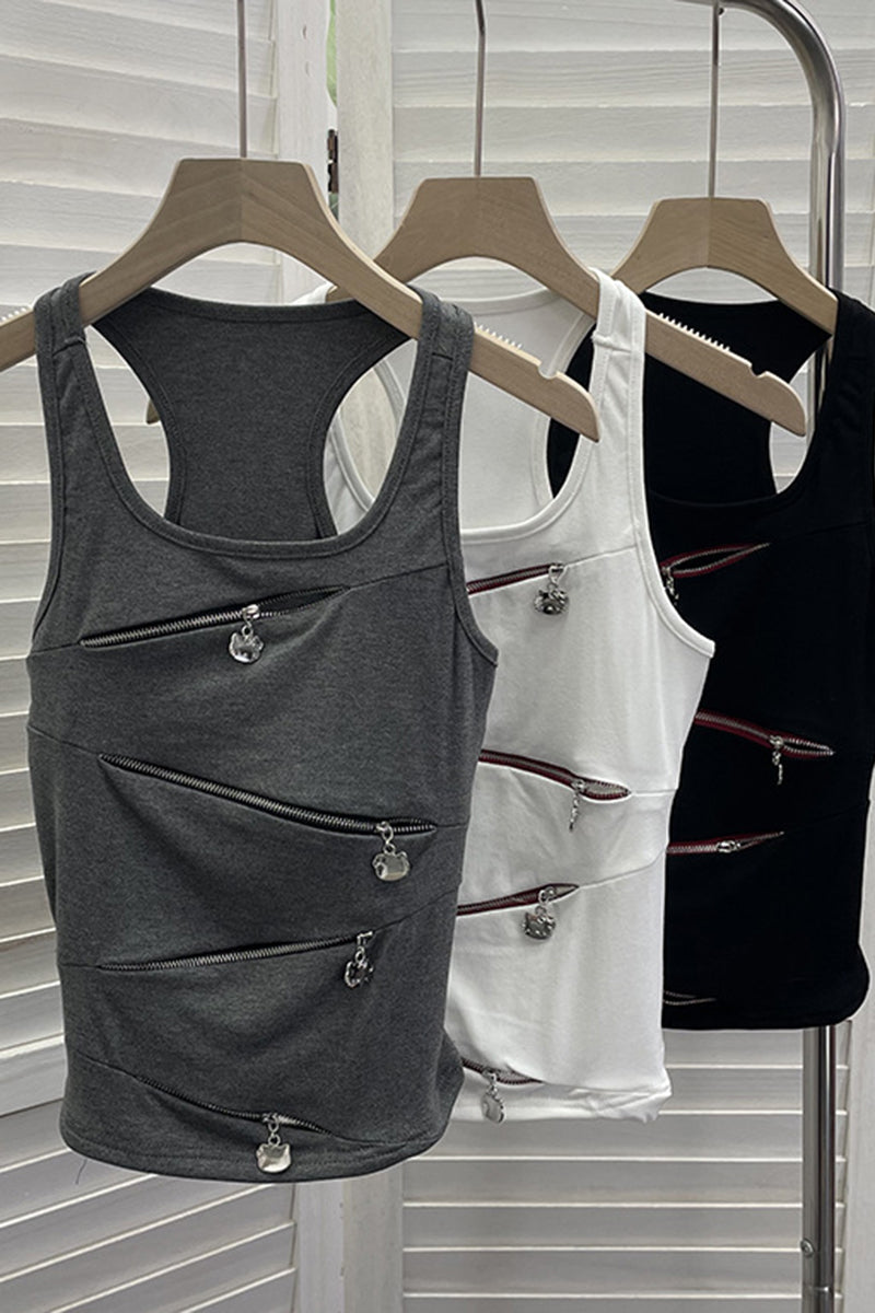 Edgy Zipper Detail Tank Top