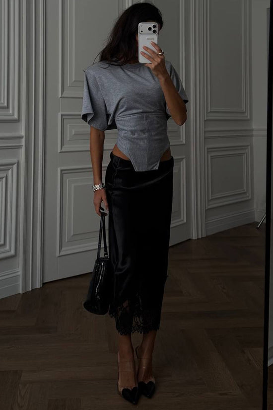 Round Neck Ruched Waist Top