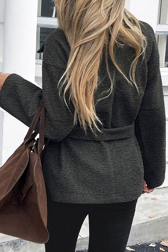 Belted Lapel Collar Blazer Jacket