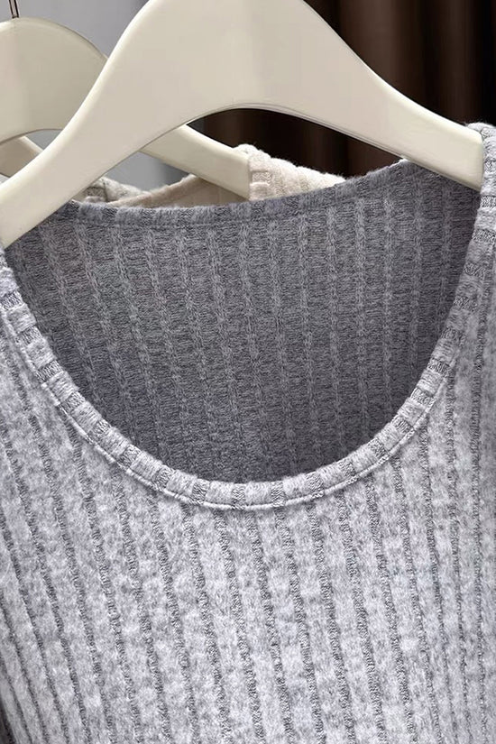 Ribbed Long Sleeve Casual Top