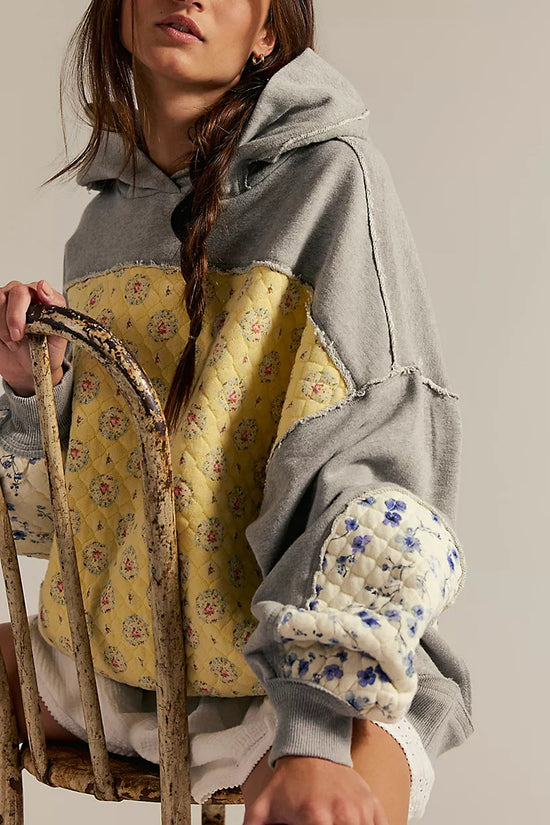 Patchwork Floral Hooded Sweatshirt