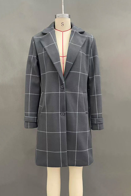 Elegant Checkered Long Coat