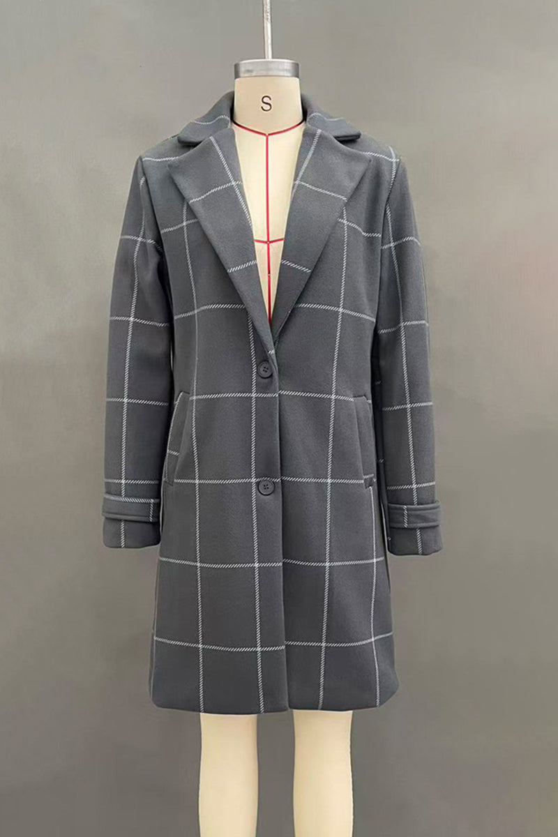 Elegant Checkered Long Coat