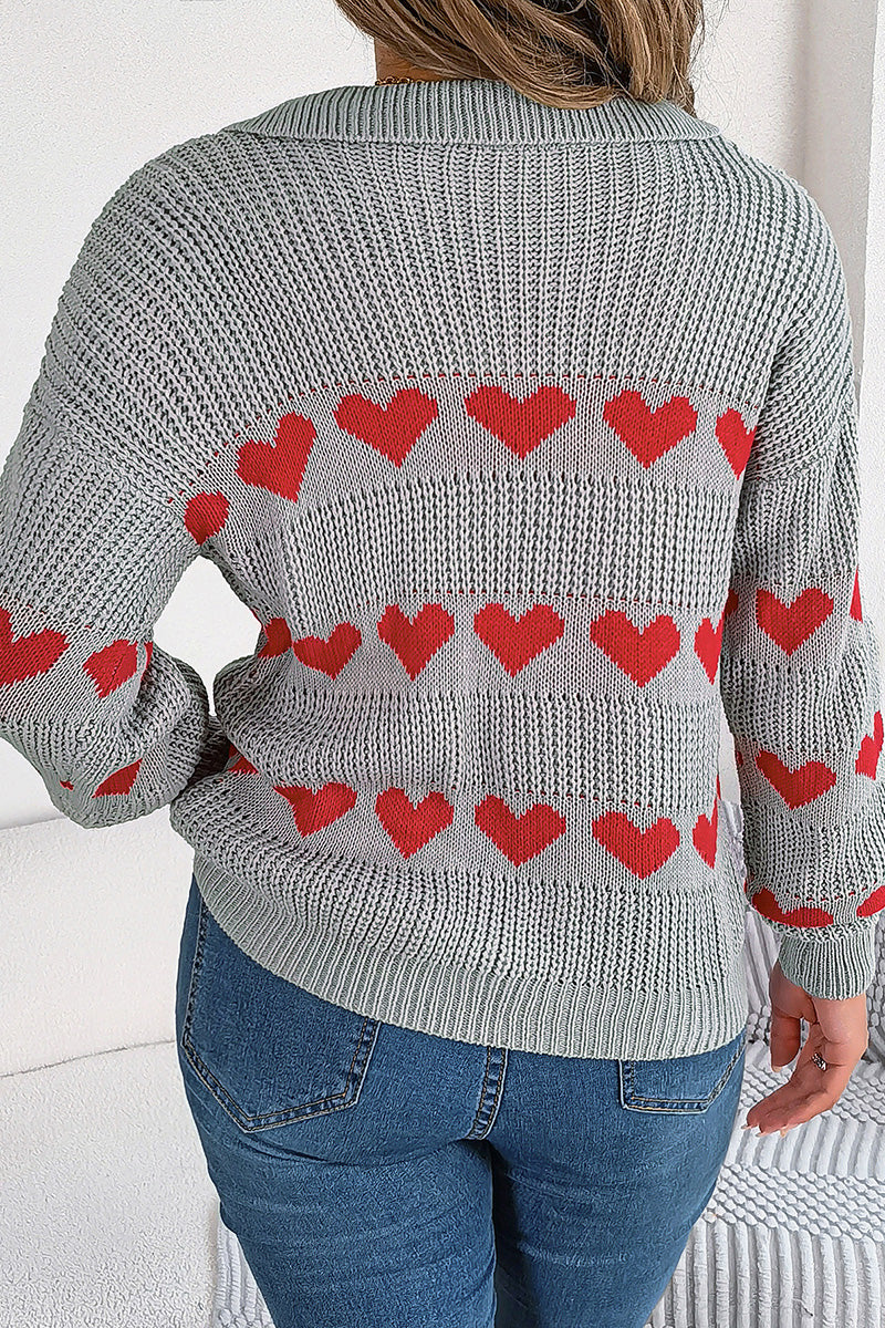 Heart Motif Knit Sweater