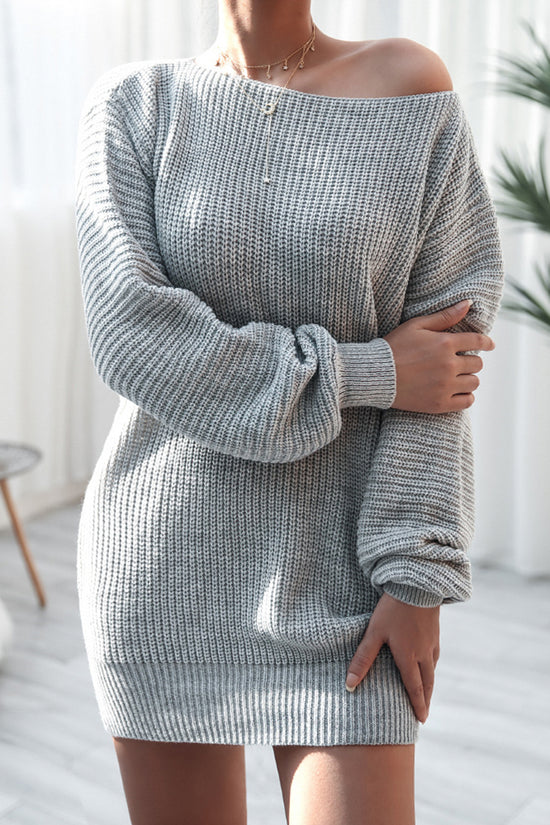 Off-Shoulder Knit Casual Dress