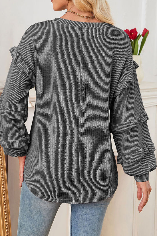Ruffled Sleeve Casual Top