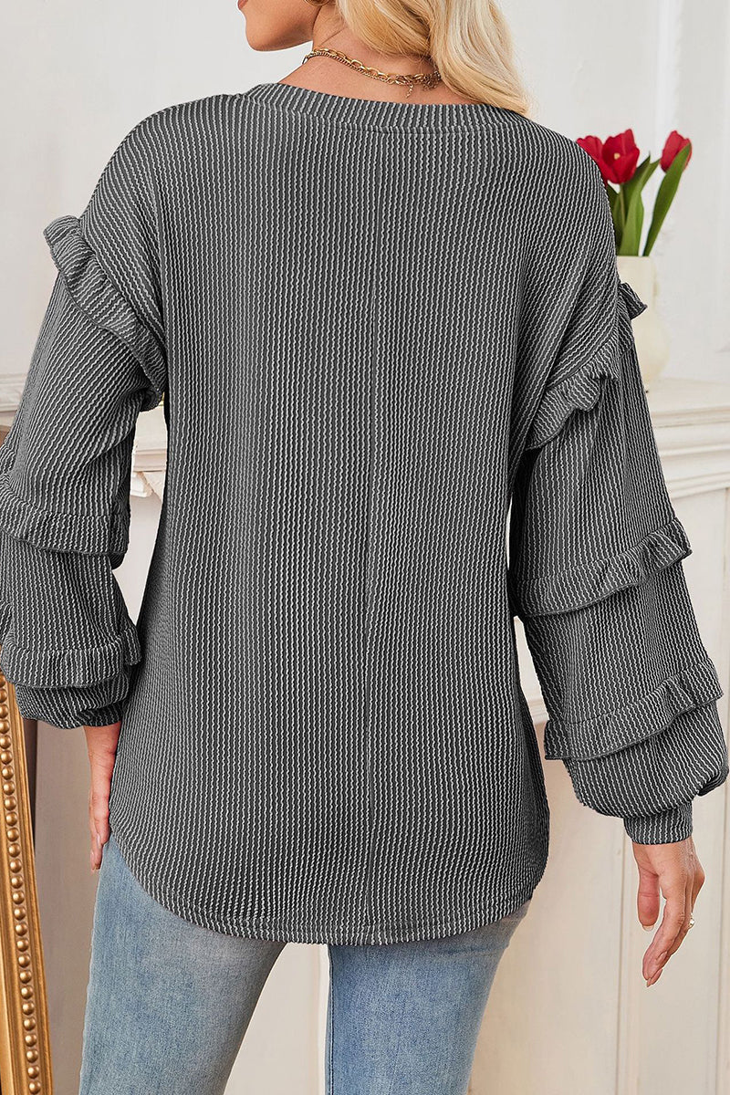 Ruffled Sleeve Casual Top