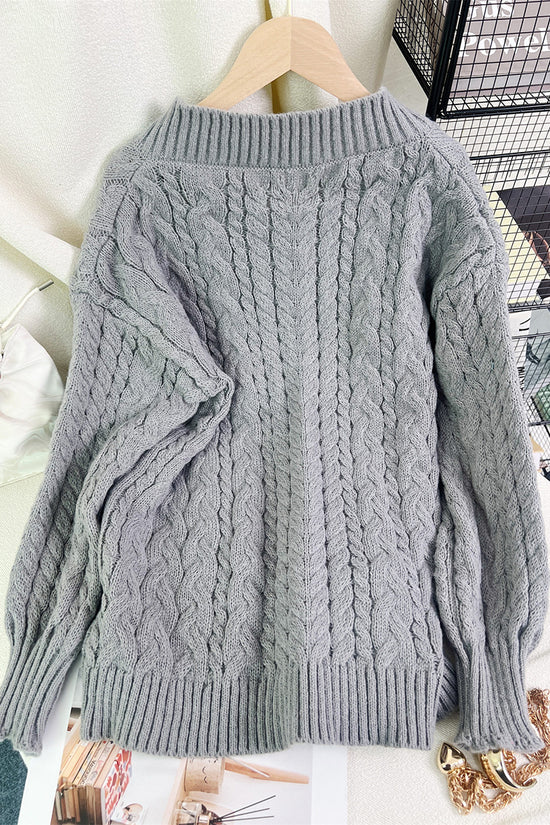 Cable Knit V-Neck Sweater