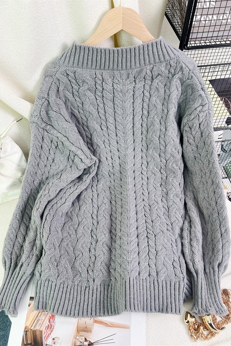 Cable Knit V-Neck Sweater