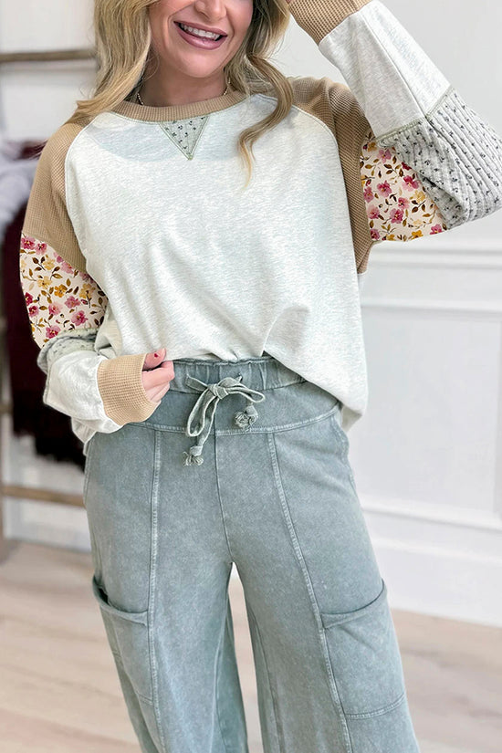 Mixed Print Patchwork Pullover Top