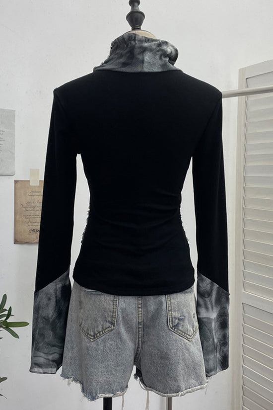 Draped Cowl Neck Long Sleeve Top