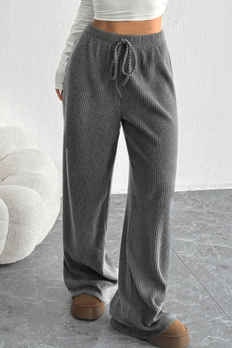 Relaxed Fit High Waist Drawstring Pants