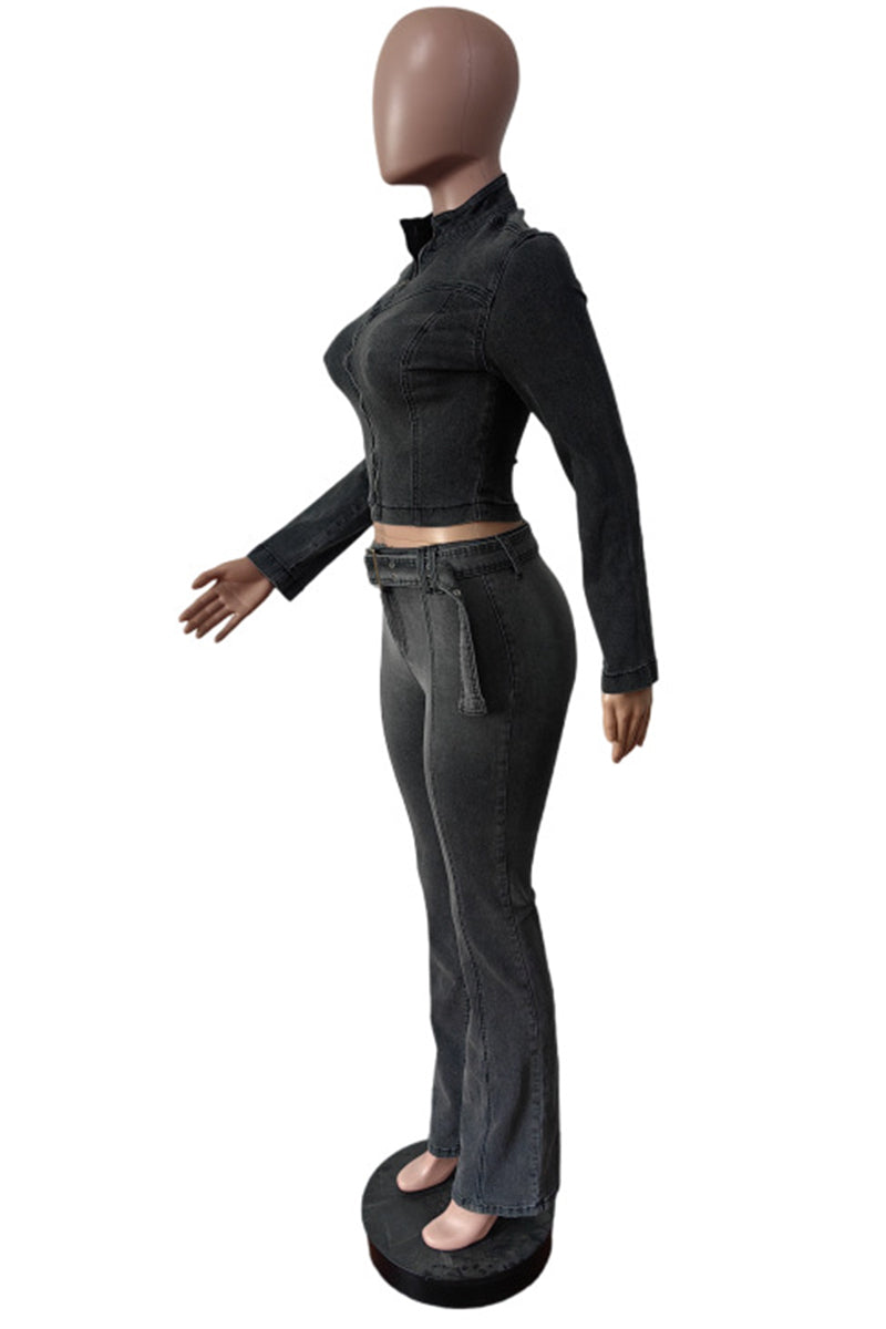 Sleek Zippered Long Sleeve Pant Set