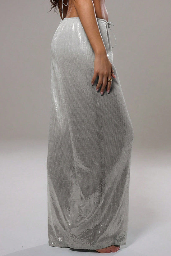 Sparkly Wide-Leg Casual Pants