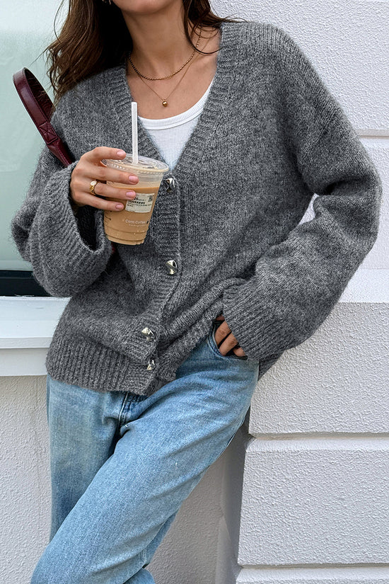 Relaxed Fit Button Front Cardigan