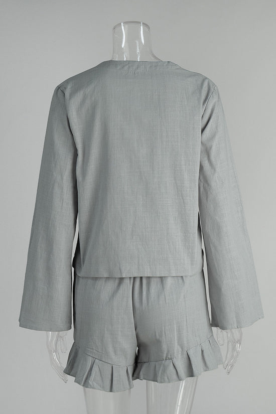 Elegant Tie Front Shorts Set