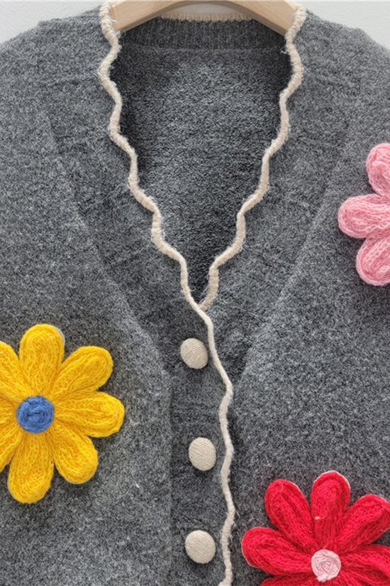 Floral Detail Buttoned Cardigan