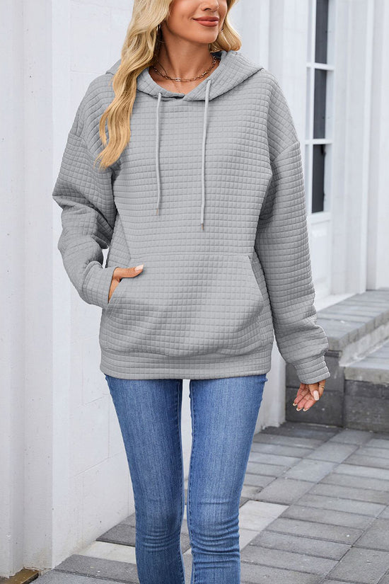 Textured Casual Hoodie with Pocket