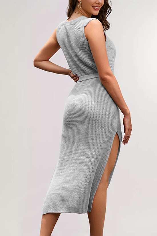 Sleeveless Knit Tie-Waist Casual Dress