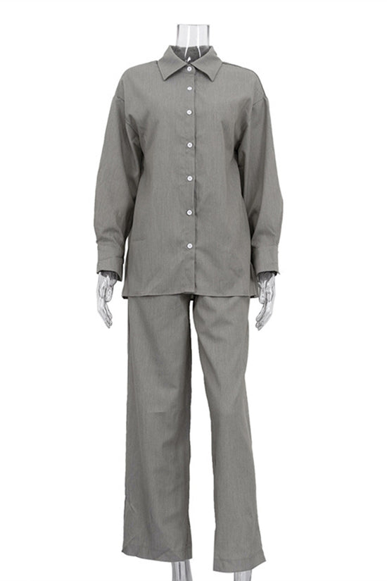 Classic Button-Up Shirt and Pants Set