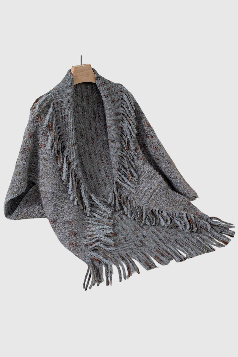 Fringe Hem Open Front Shrug