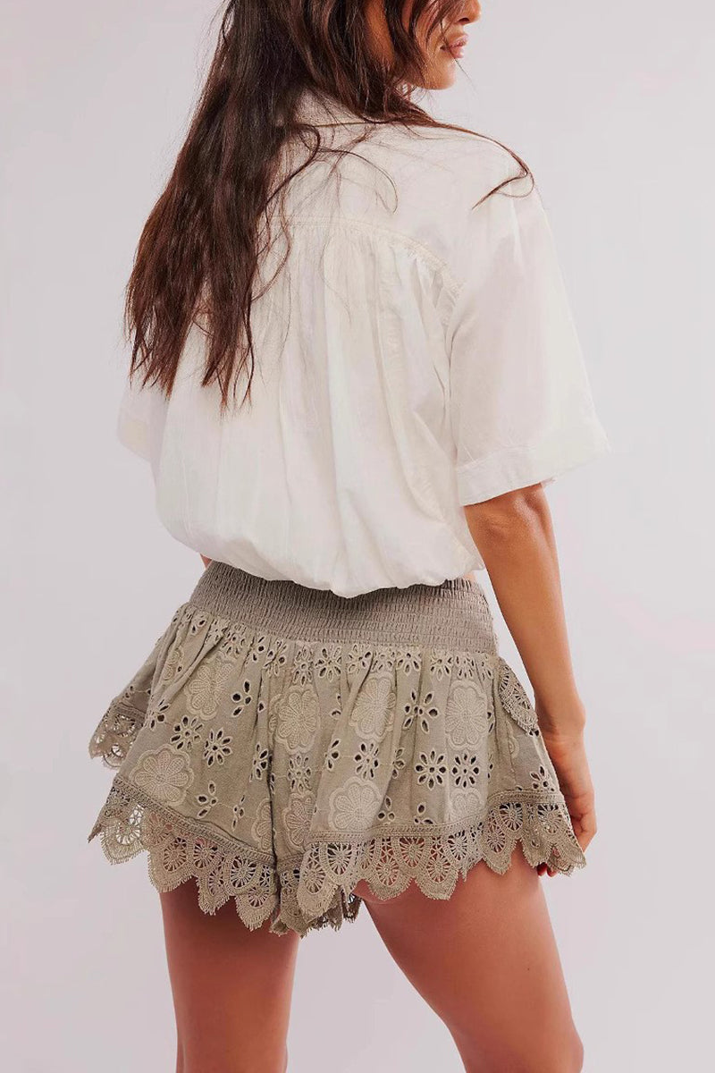 Lace Trim Casual Shorts