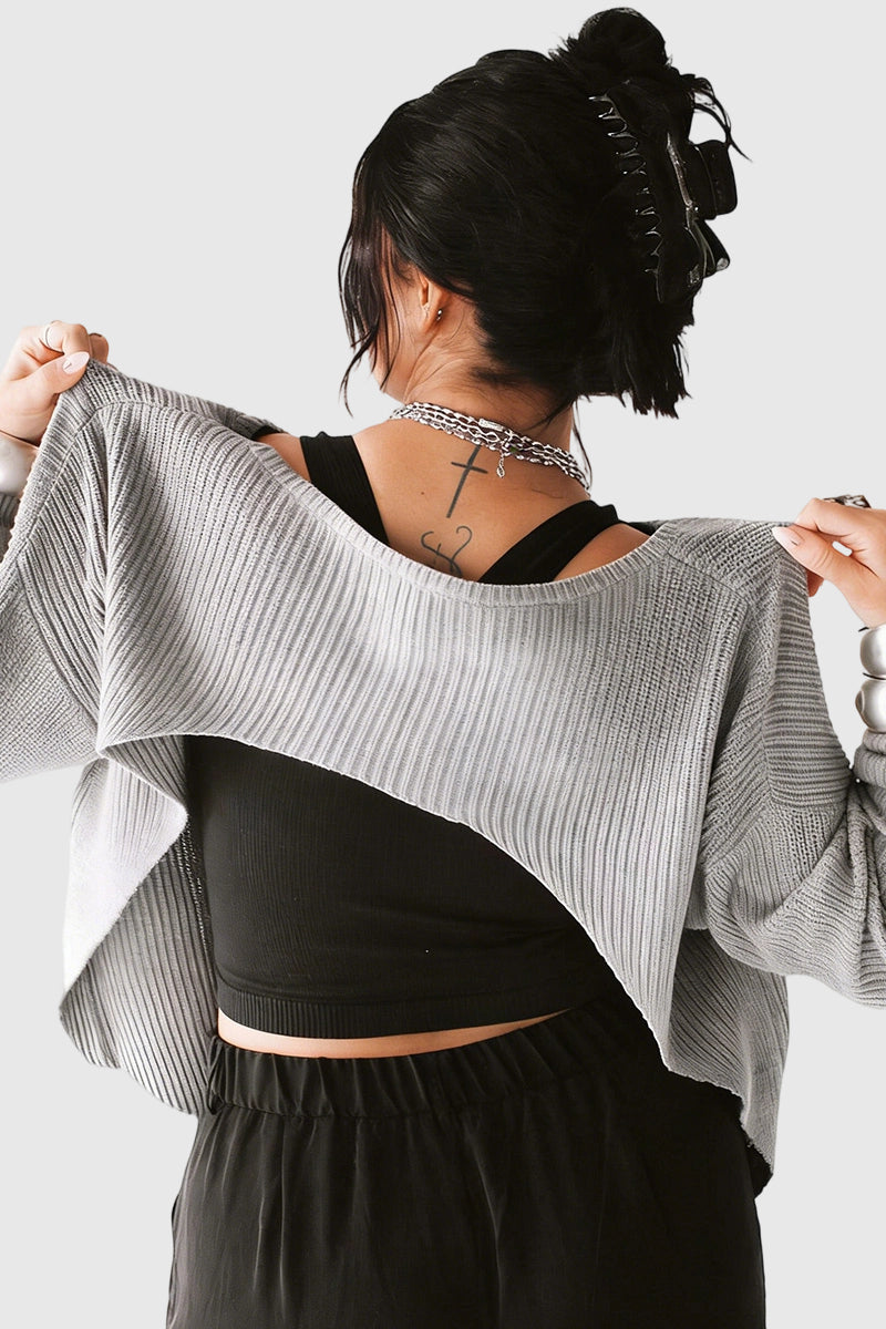 Off-Shoulder Knit Swim Cover-Up
