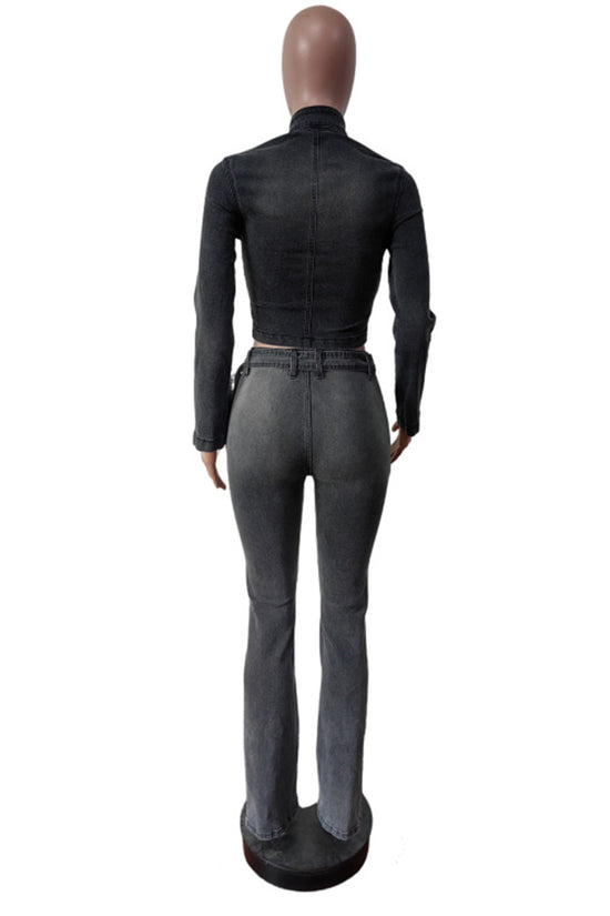 Sleek Zippered Long Sleeve Pant Set