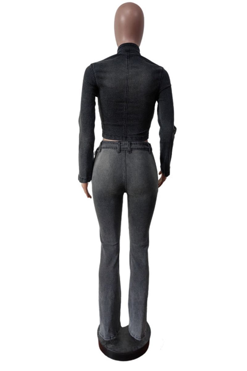 Sleek Zippered Long Sleeve Pant Set