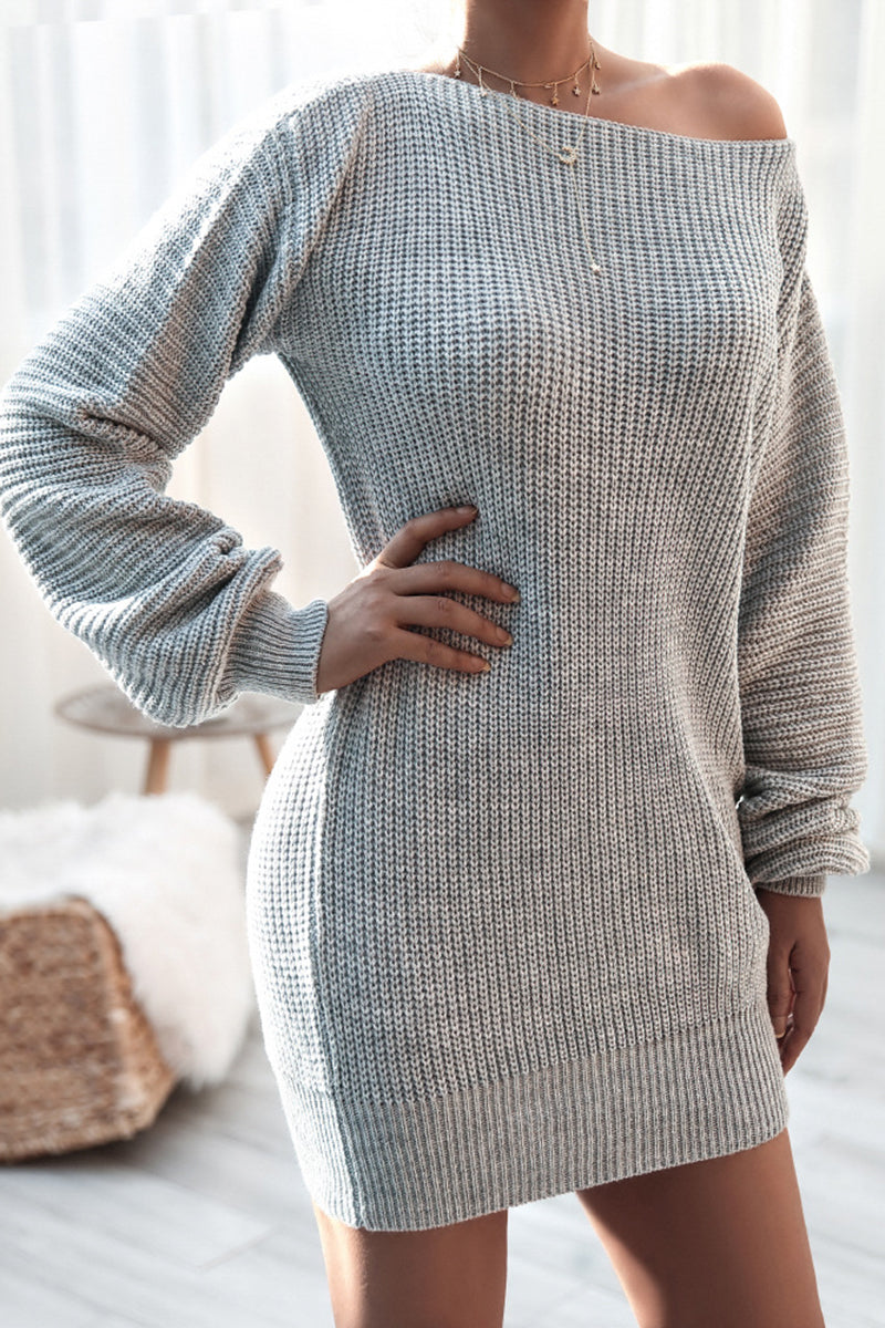 Off-Shoulder Knit Casual Dress