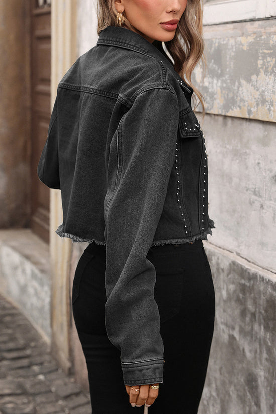 Studded Cropped Denim Jacket