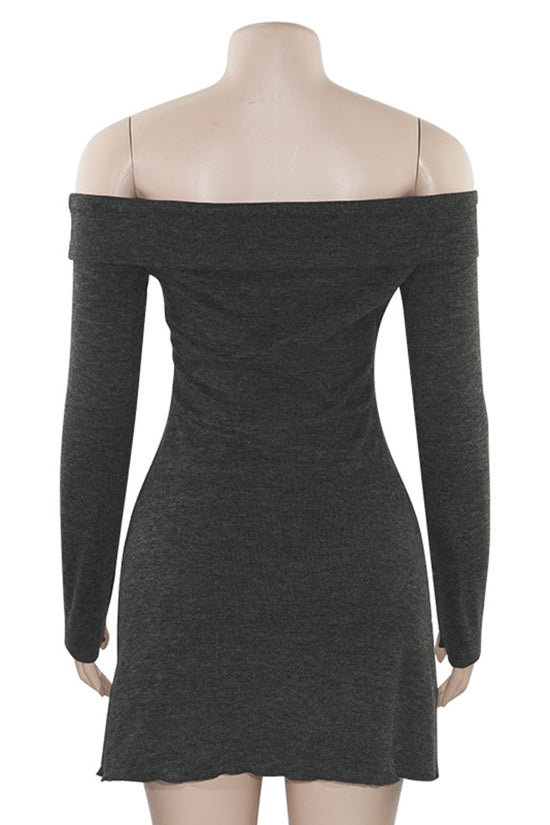 Off-Shoulder Knit Casual Dress