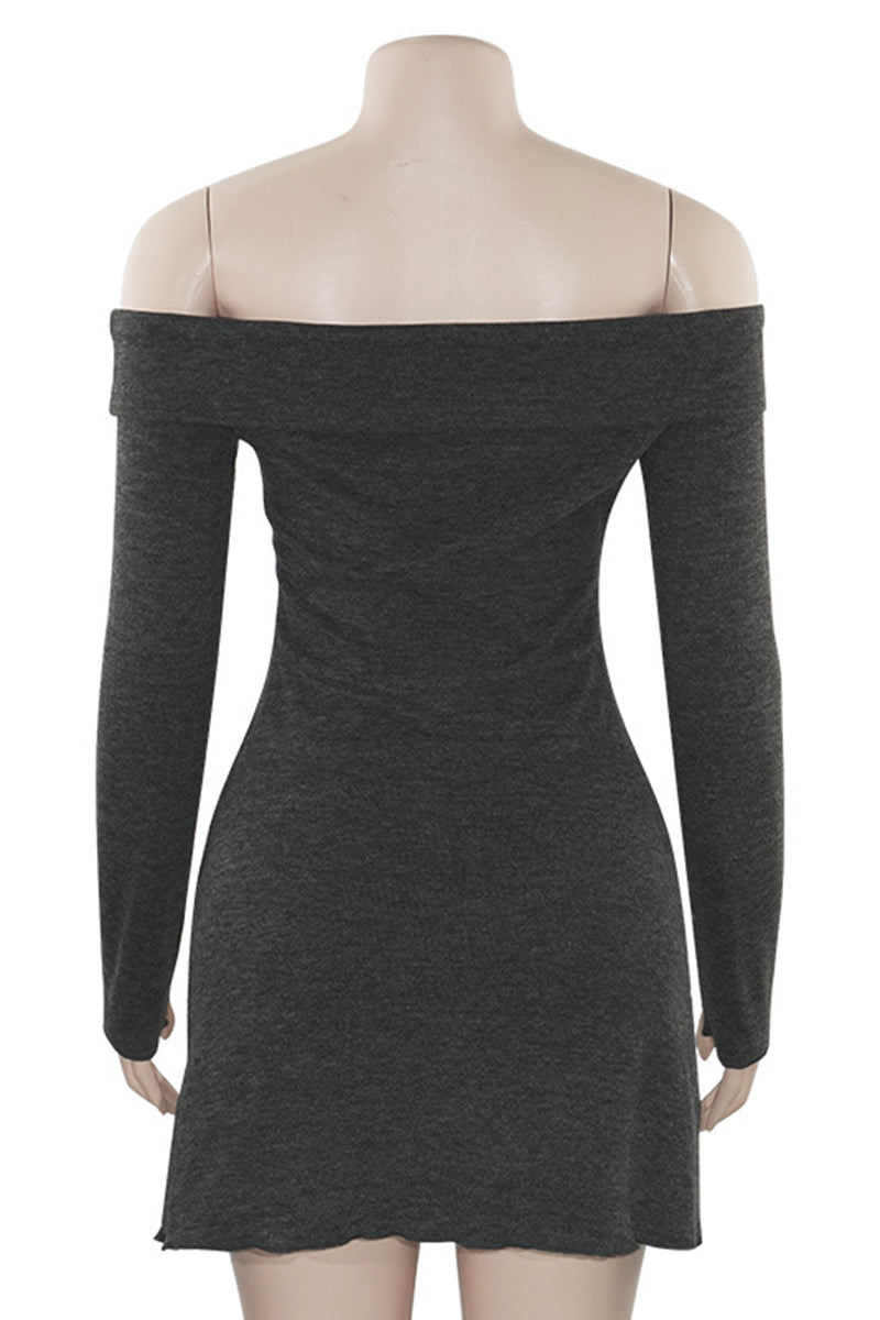 Off-Shoulder Knit Casual Dress