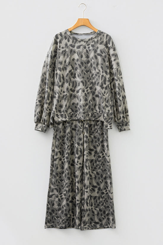 Leopard Print Relaxed Pants Set