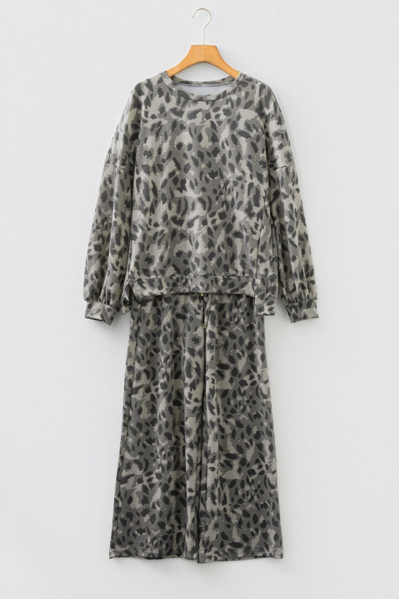 Leopard Print Relaxed Pants Set