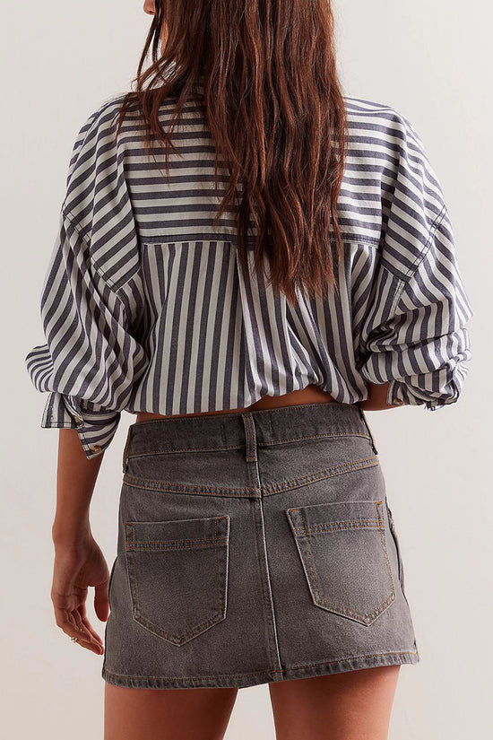 Asymmetric Buttoned Denim Shorts