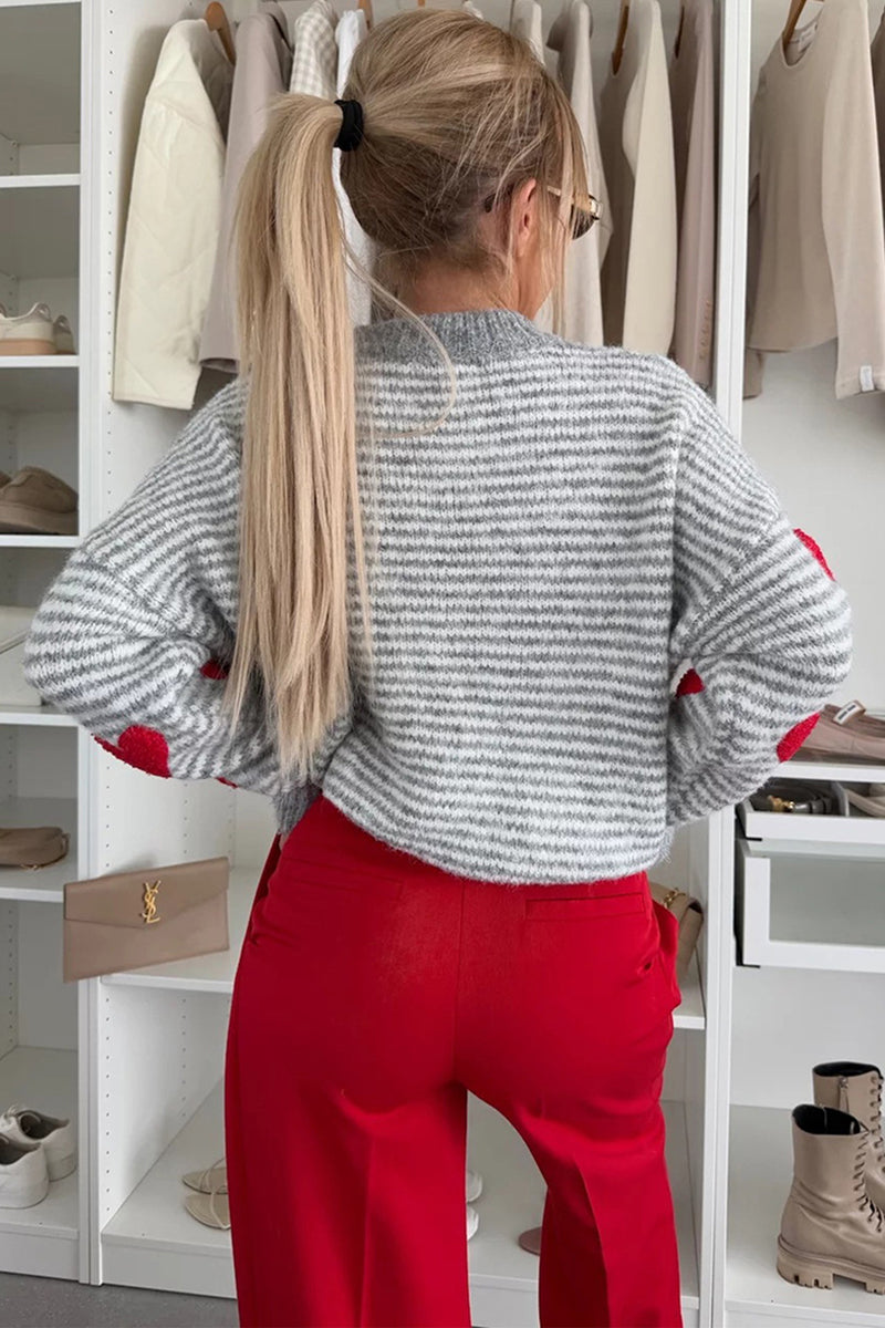 Heart Pattern Striped Sweater