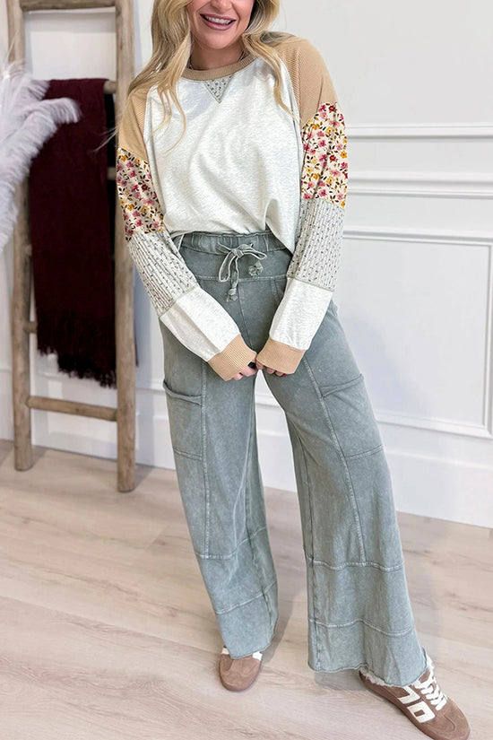 Mixed Print Patchwork Pullover Top
