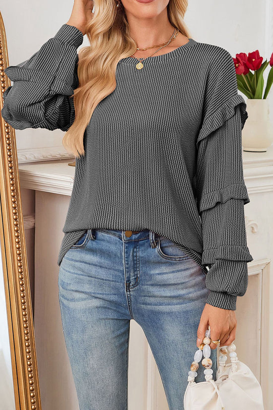 Ruffled Sleeve Casual Top