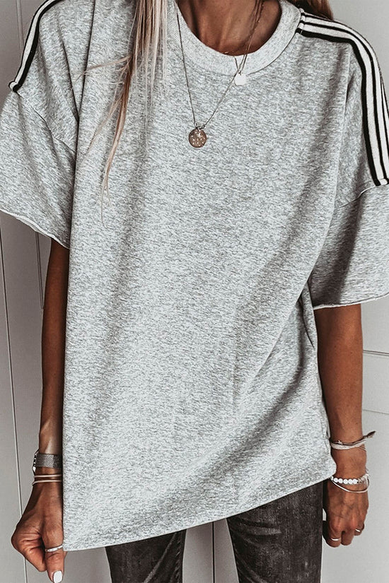 Striped Sleeve Relaxed Fit T-Shirt